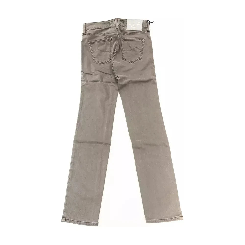 Chic Vintage-Inspired Gray 5-Pocket Jeans