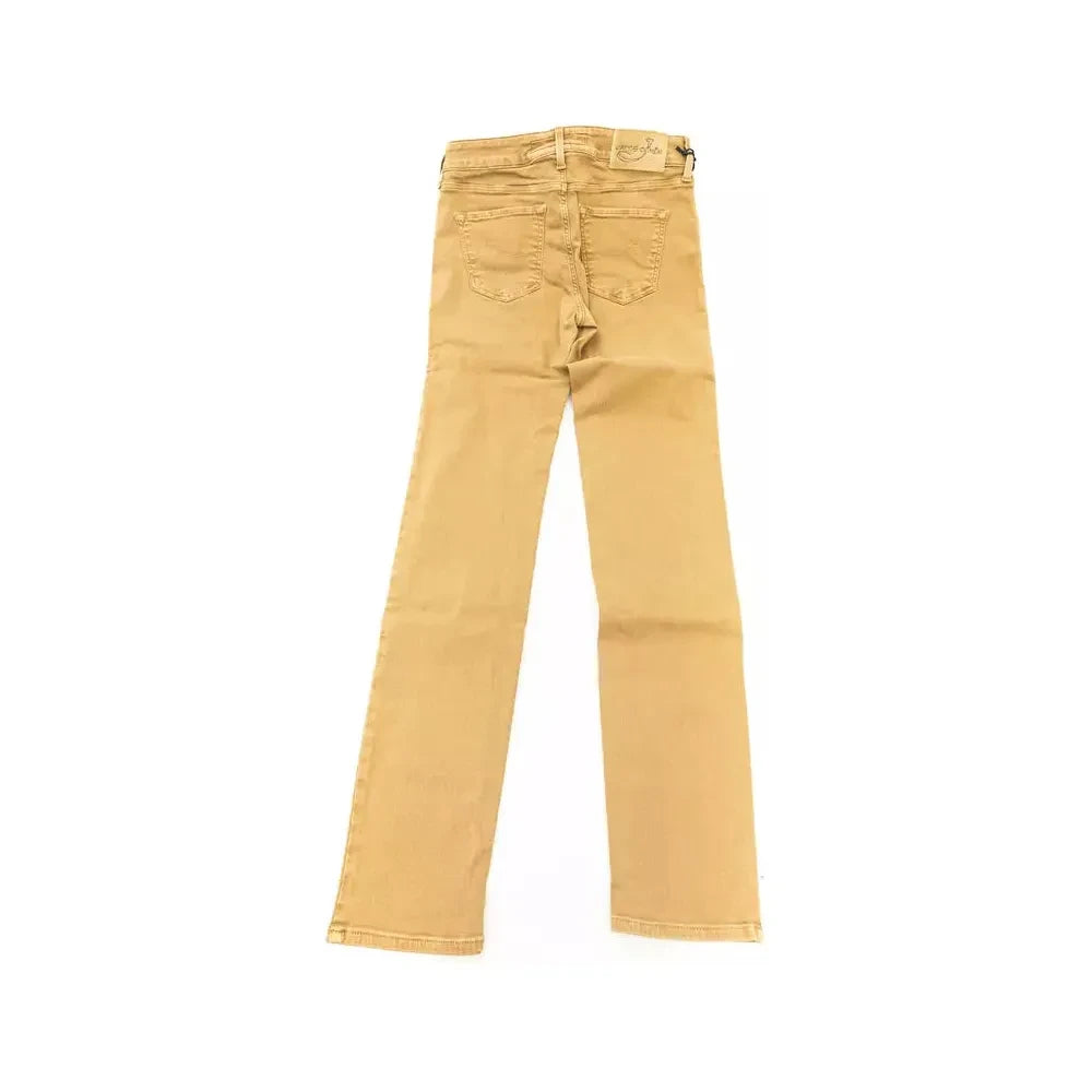 Chic Beige Vintage-Inspired Designer Jeans