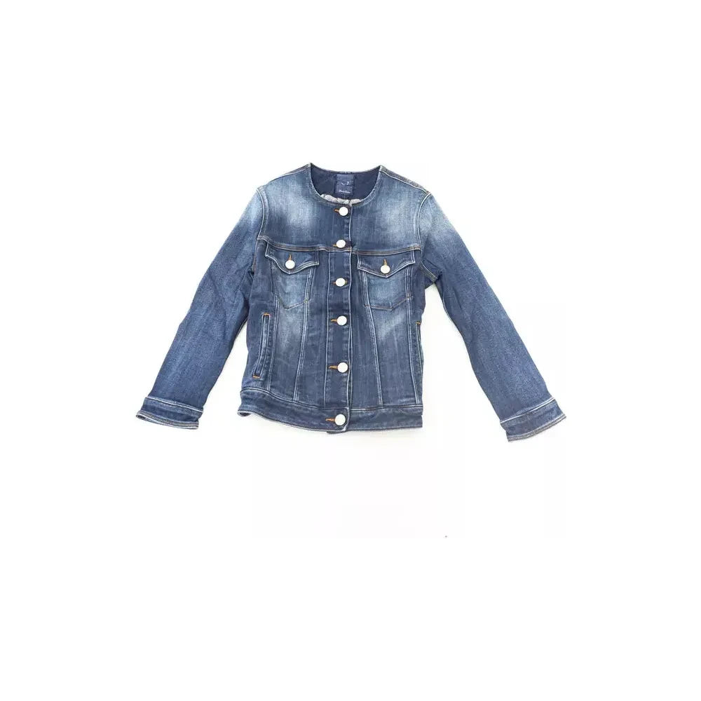 Chic Denim Round Neck Jacket