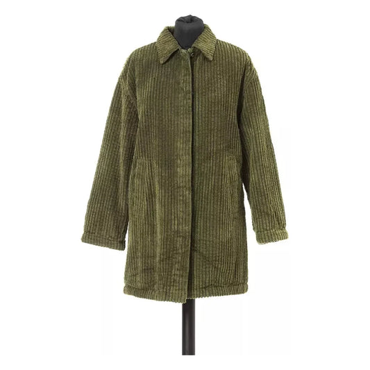 Elegant Wide Ribbed Cotton Jacket in Green