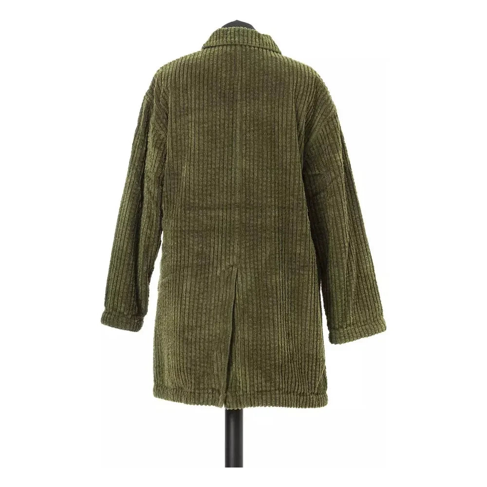 Elegant Wide Ribbed Cotton Jacket in Green