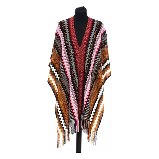 Elegant Geometric Fringed Poncho