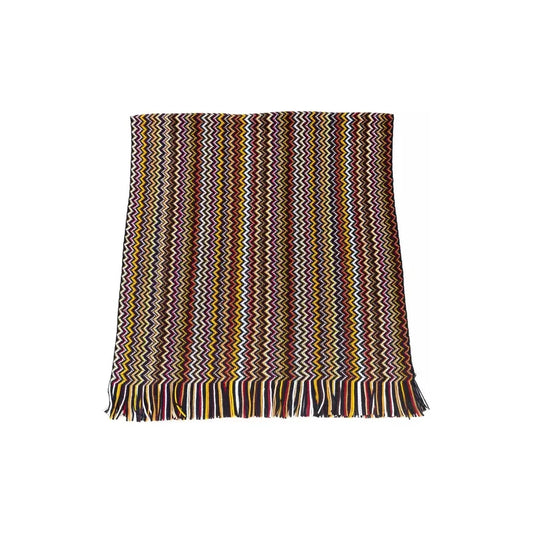 Vibrant Geometric Patterned Fringed Scarf