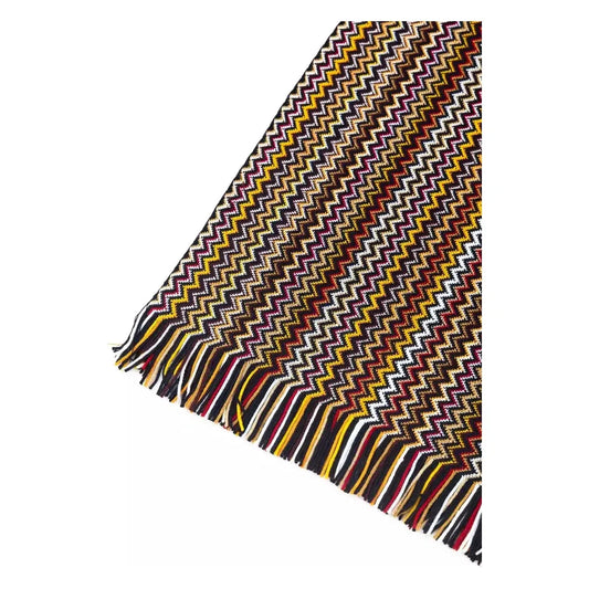 Vibrant Geometric Patterned Fringed Scarf