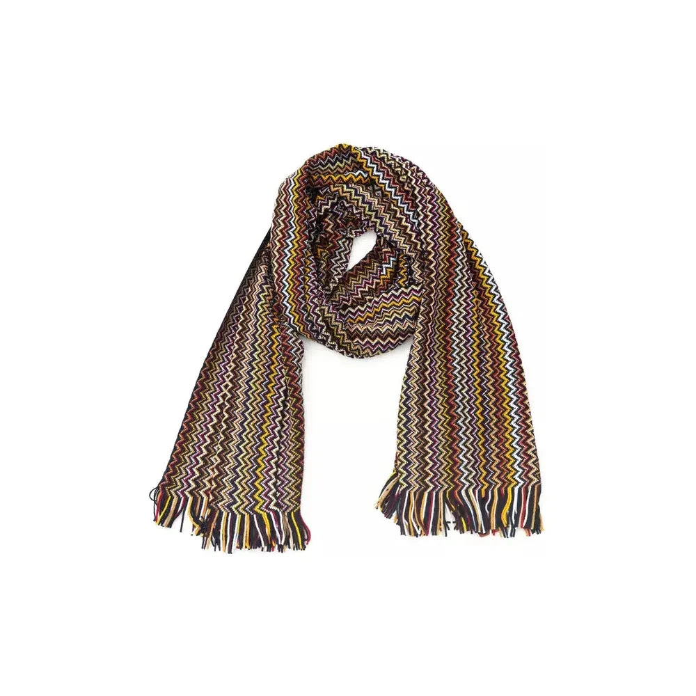 Vibrant Geometric Patterned Fringed Scarf