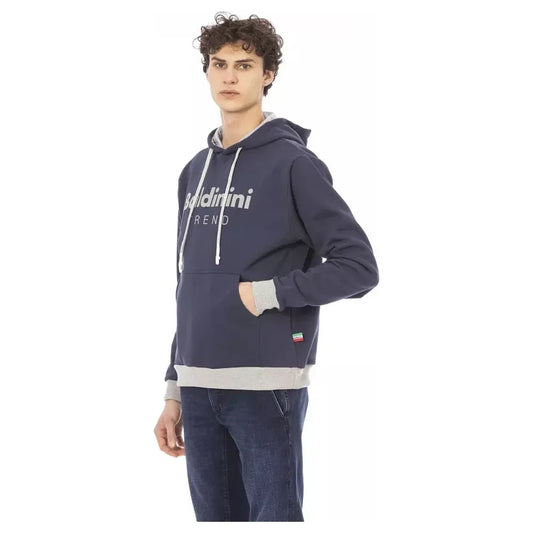 Chic Blue Cotton Fleece Hoodie with Front Logo