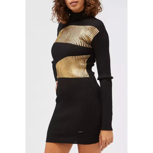 Elegant Knitted Polo Neck Dress