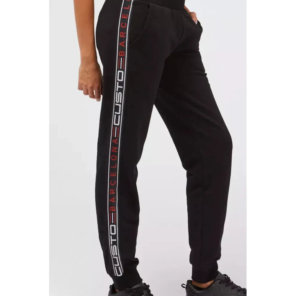 Chic Black Sweatpants with Logo Side Bands