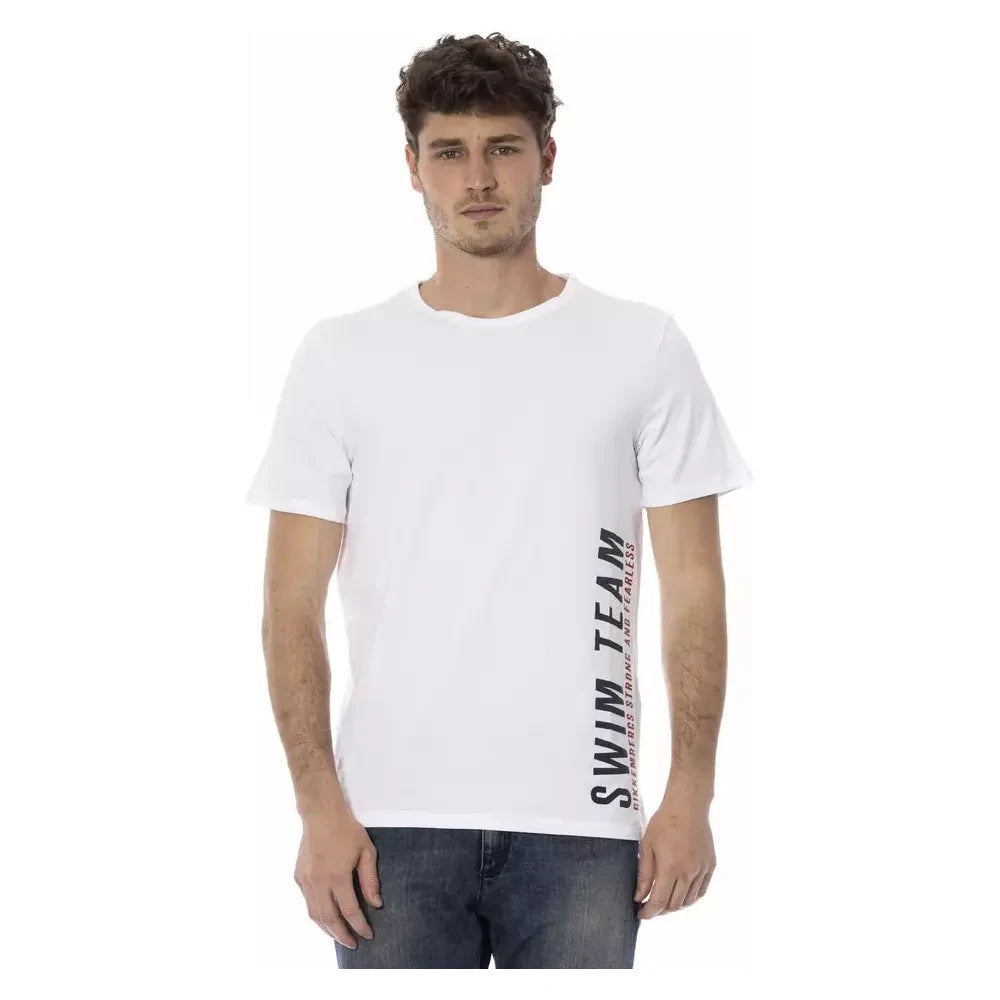 Sleek White Printed Cotton Tee