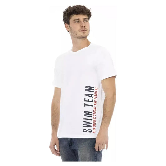 Sleek White Printed Cotton Tee