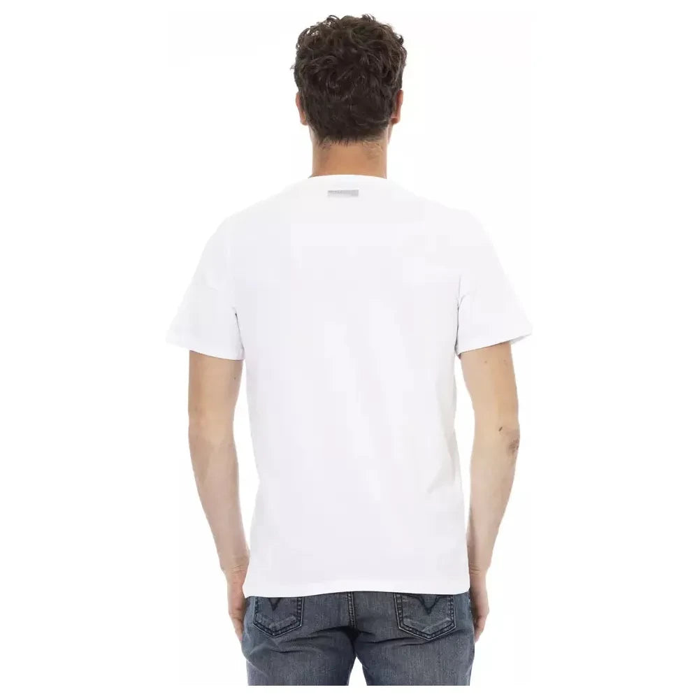 Sleek White Printed Cotton Tee