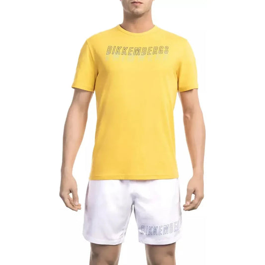 Sunny Yellow Cotton Tee with Back Logo Detail