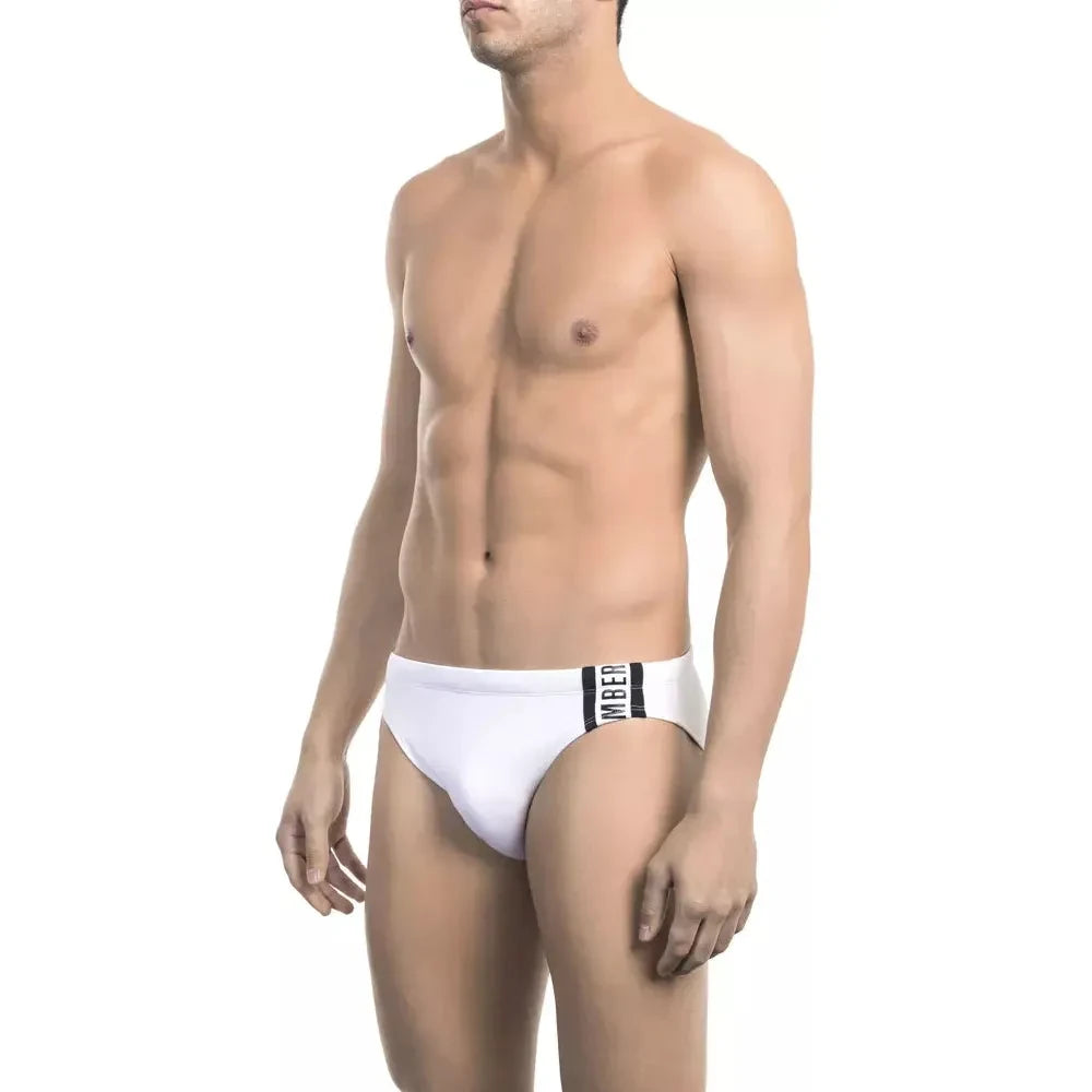 Chic White Speedo with Side Print Detail