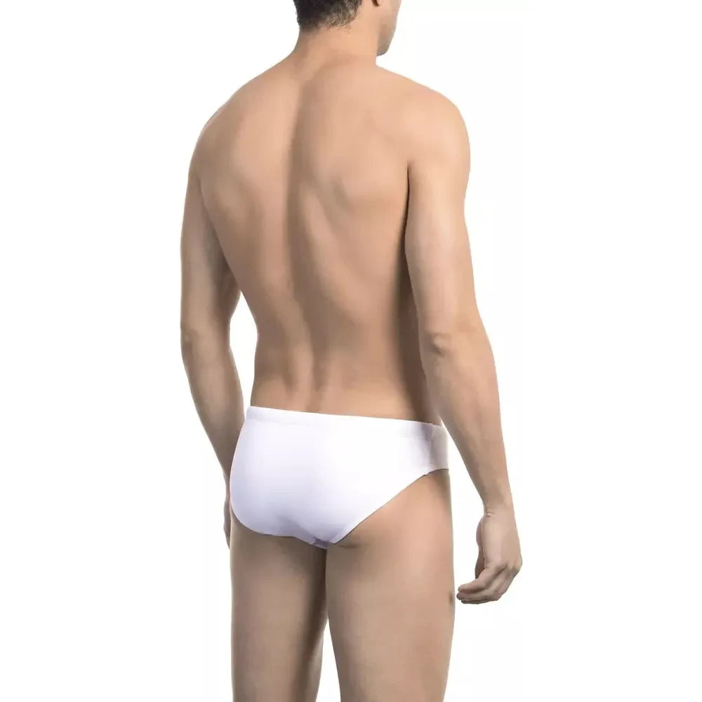 Chic White Speedo with Side Print Detail