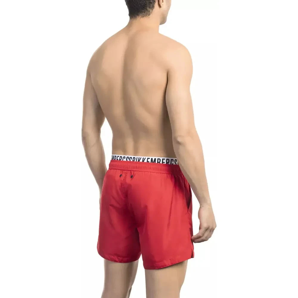 Red Swim Shorts with Branded Waistband