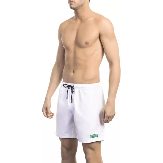 Bikkembergs Elegant White Swim Shorts with Logo Detail Bikkembergs