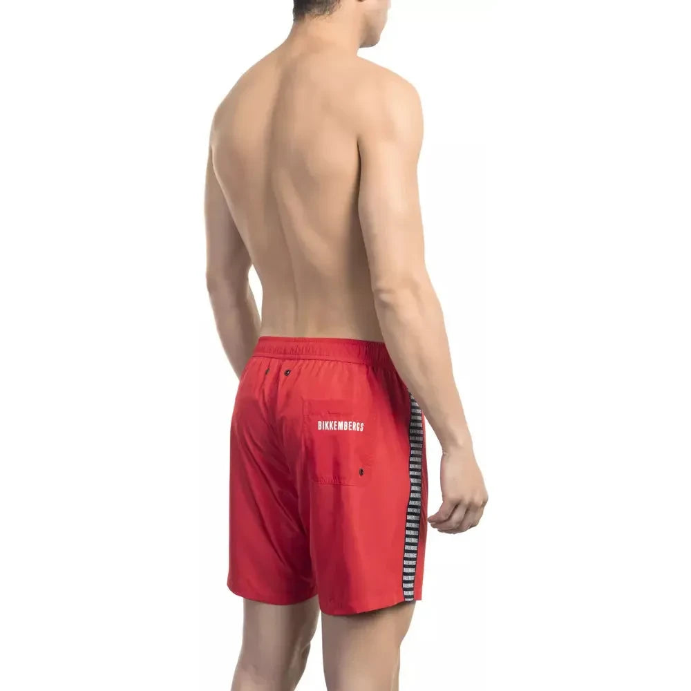 Red Swim Shorts with Back Pocket Detail