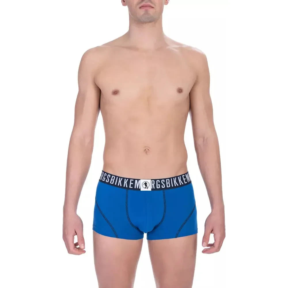 Chic Bikkembergs Blue Cotton Trunk Bi-pack