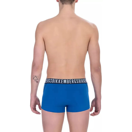 Chic Bikkembergs Blue Cotton Trunk Bi-pack