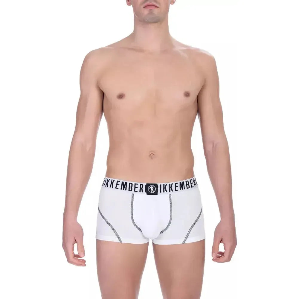 Bikkembergs White Cotton Men's Trunk Underwear Pack