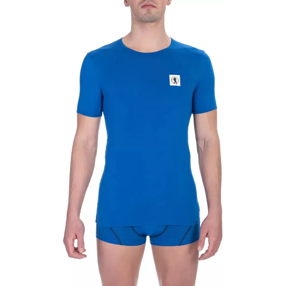 Sleek Blue Crew Neck Cotton Tee