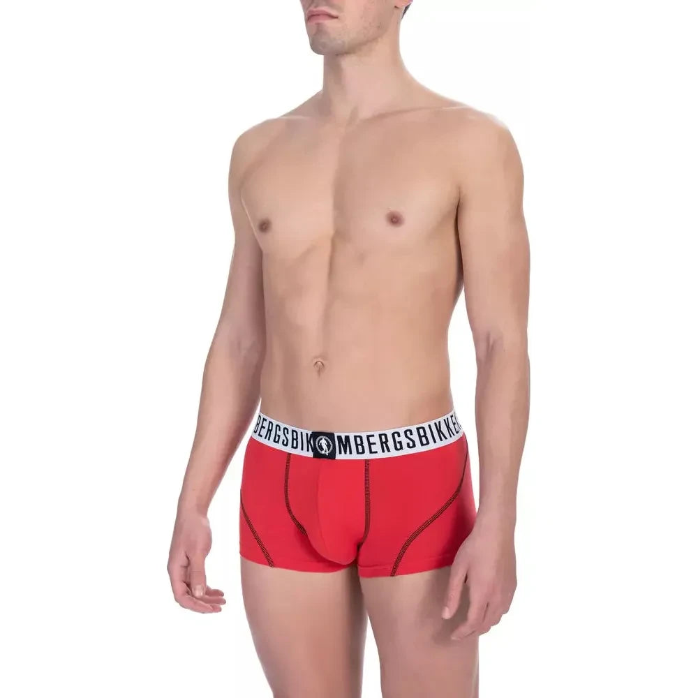 Chic Red Cotton-Elastane Men's Trunks Duo