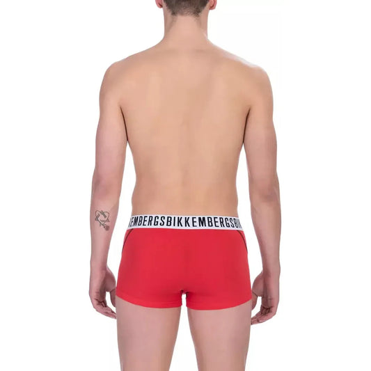 Chic Red Cotton-Elastane Men's Trunks Duo