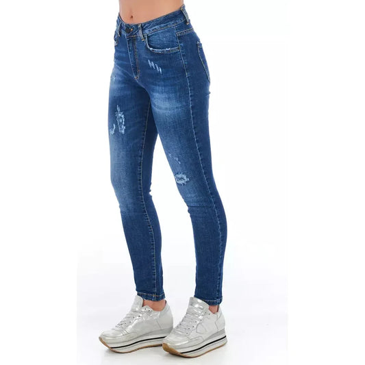 Chic Worn Wash Denim Jeans for Sophisticated Style