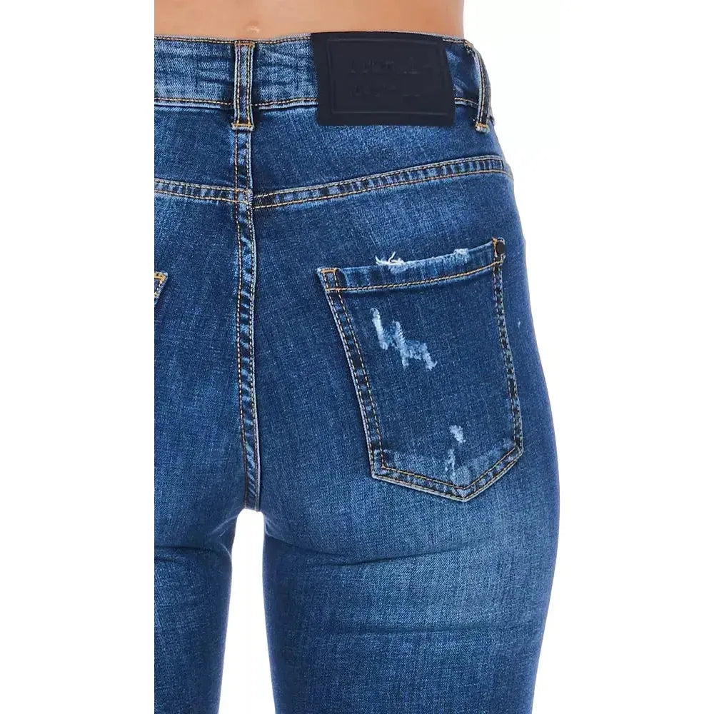 Frankie Morello Blue Other Fibres Women Jeans Frankie Morello