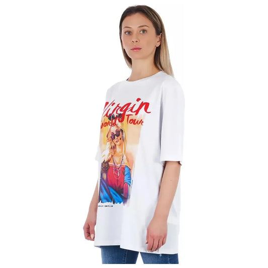 Frankie Morello Oversized Cotton Tee with Chic Prints Frankie Morello