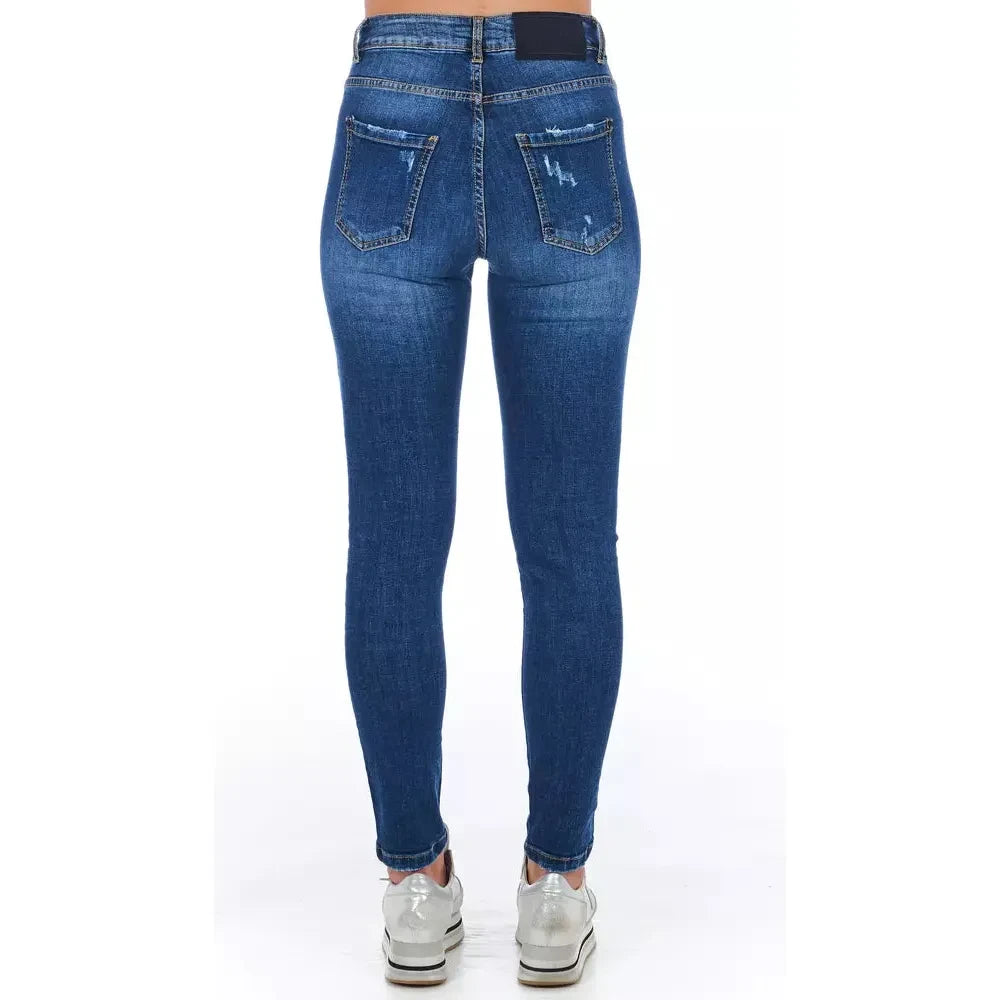 Chic Worn Wash Denim Jeans for Sophisticated Style