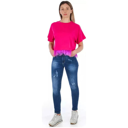 Frankie Morello Blue Other Fibres Women Jeans Frankie Morello