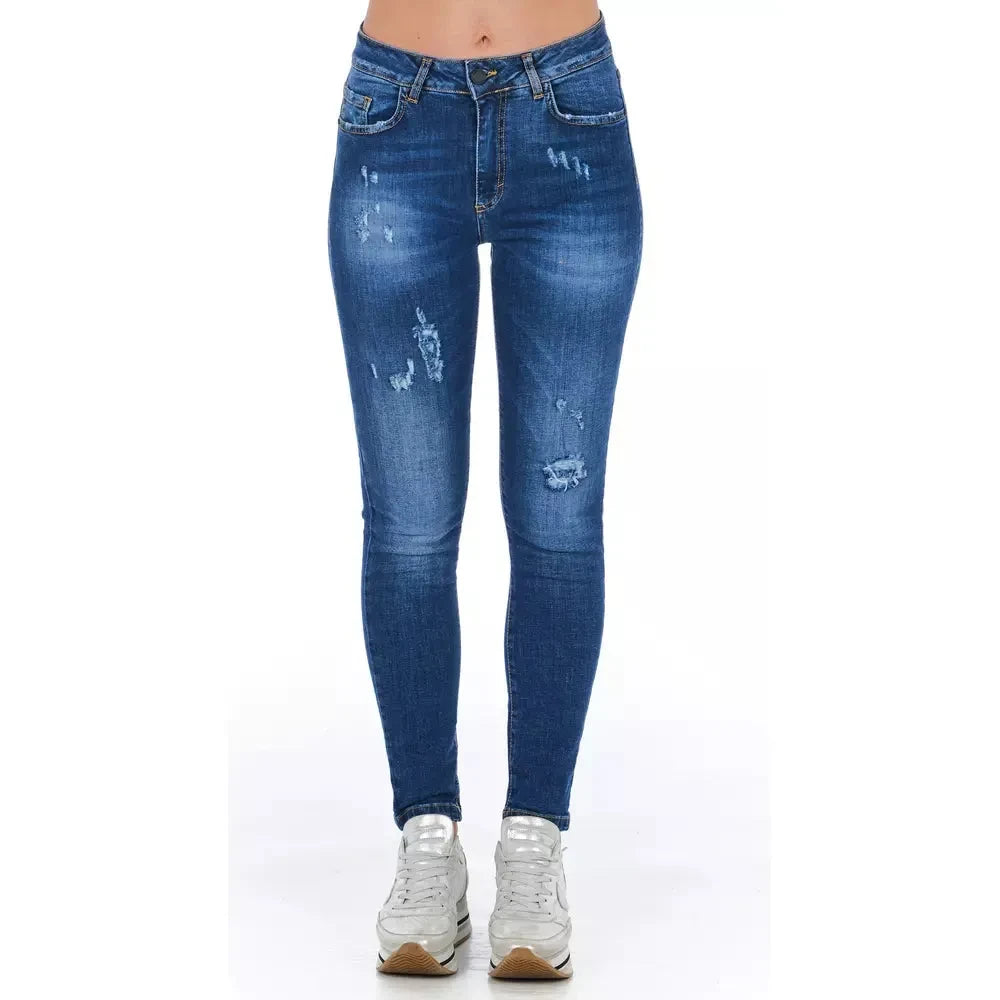 Chic Worn Wash Denim Jeans for Sophisticated Style