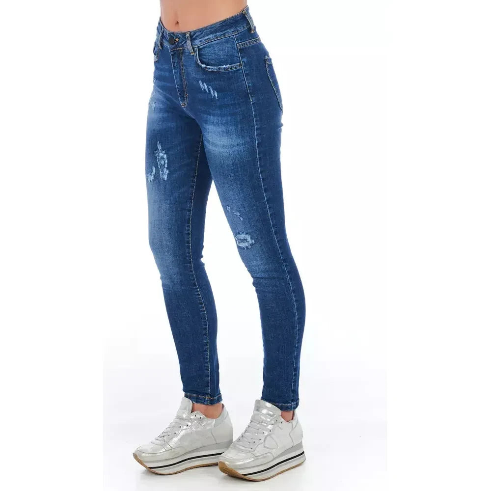 Chic Worn Wash Denim Jeans for Sophisticated Style