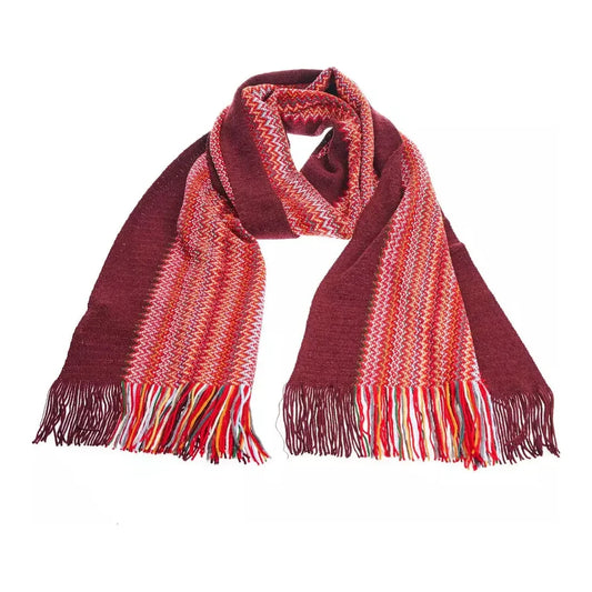 Vibrant Geometric Patterned Scarf with Fringes