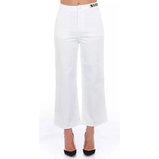 Frankie Morello Elevated Elegance White Cropped Trousers Frankie Morello