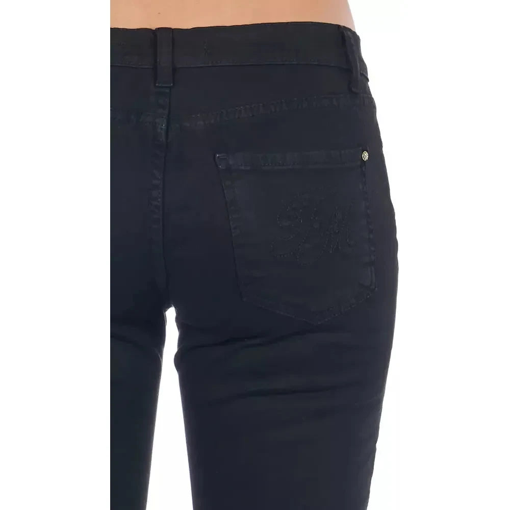 Elegant Biker Stretch Denim Jeans in Black