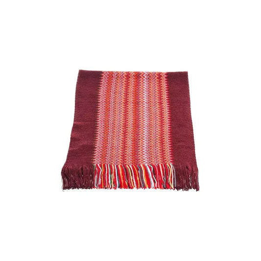 Vibrant Geometric Patterned Scarf with Fringes