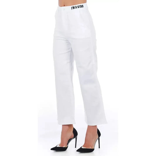 Elevated Elegance White Cropped Trousers