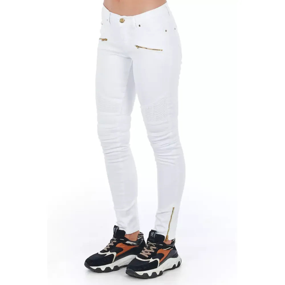 Frankie Morello White Cotton Pant