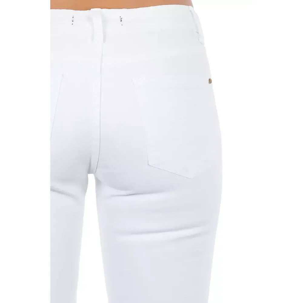Frankie Morello White Cotton Pant