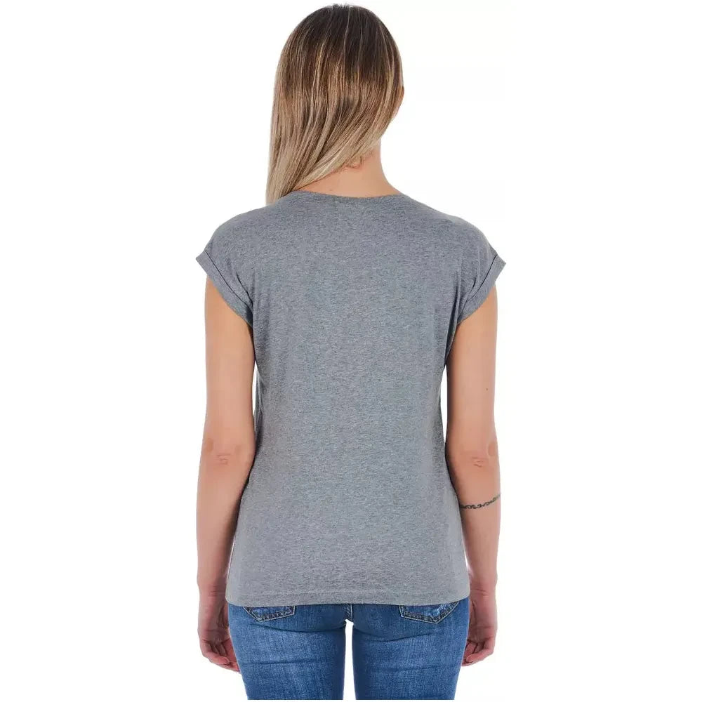 Chic Gray Printed Cotton Tee