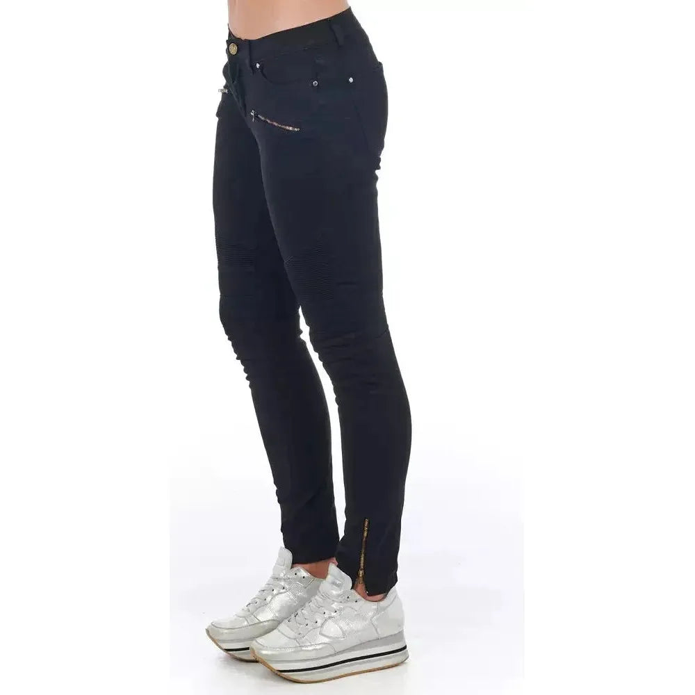 Frankie Morello Black Cotton Women Jeans Frankie Morello