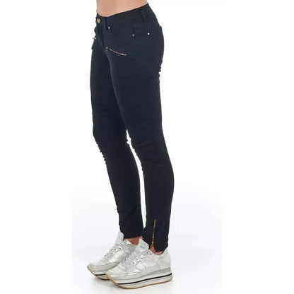 Frankie Morello Black Cotton Women Jeans Frankie Morello