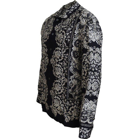 Elegant Satin Floral Baroque Shirt