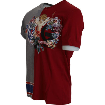 Dolce & Gabbana Red Gray Two Model DG Angel Crewneck T-shirt