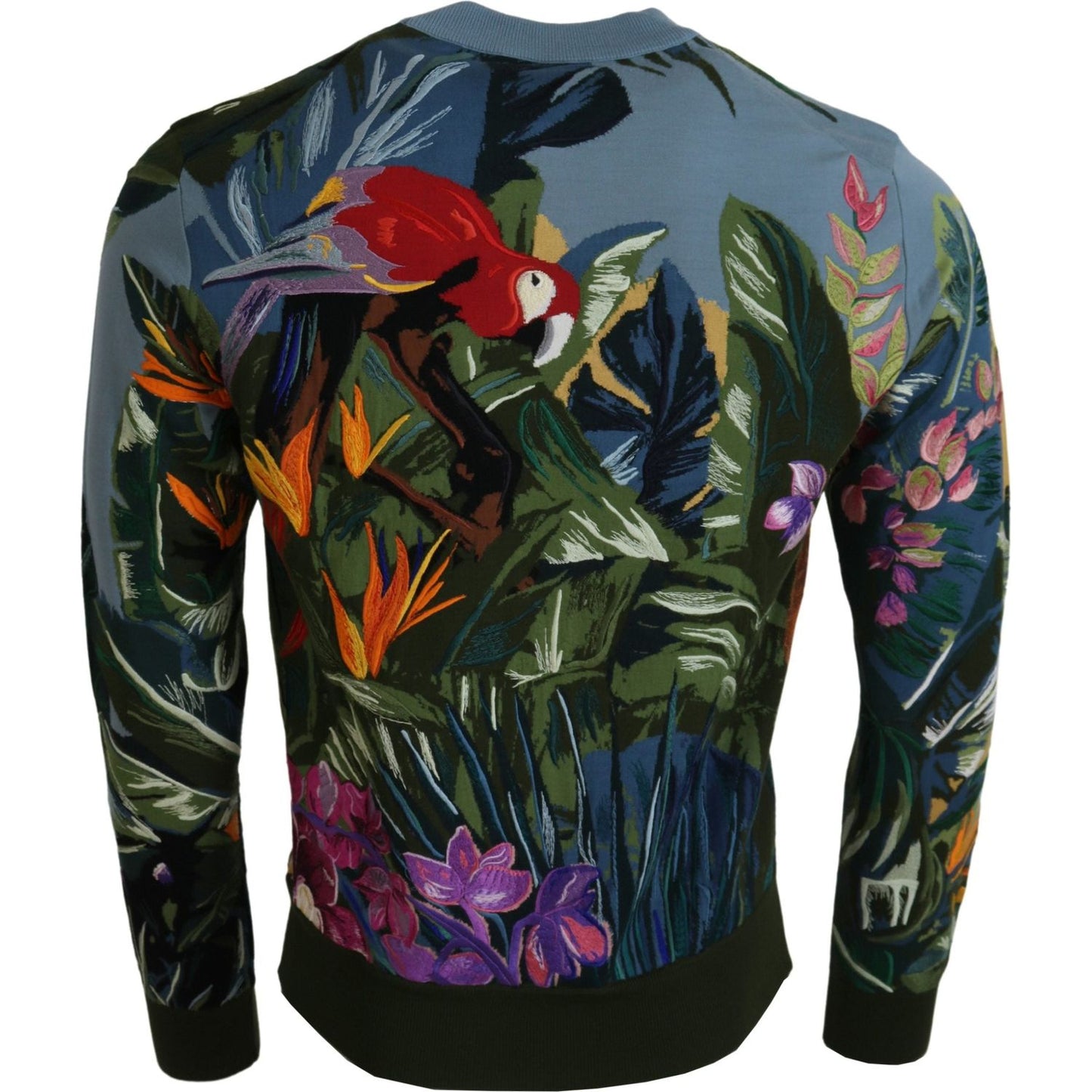 Jungle Embroidered Wool-Silk Sweater