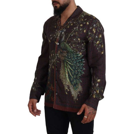 Elegant Silk Satin Men's Pajama Style Shirt