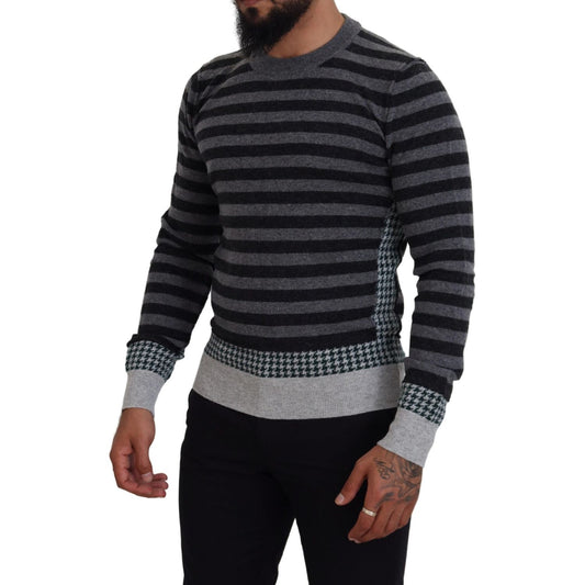 Elegant Striped Wool Crewneck Sweater