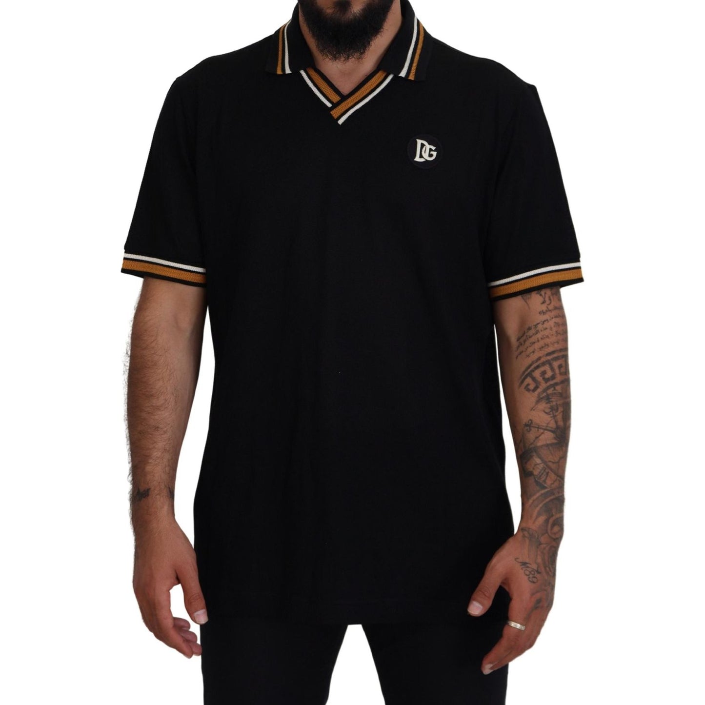 Elegant Black Silk Polo T-Shirt